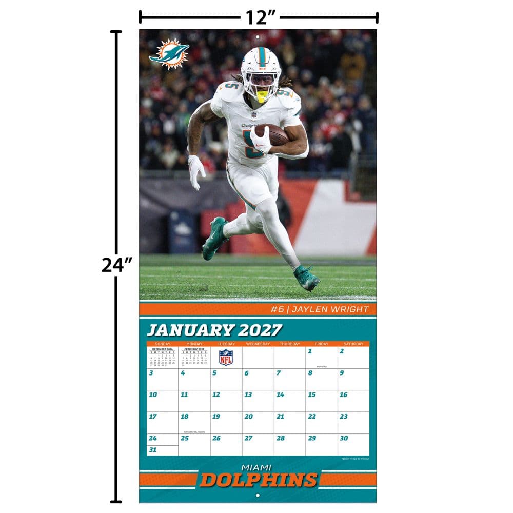 NFL Miami Dolphins 2027 Wall Calendar Fourth Alternate Image