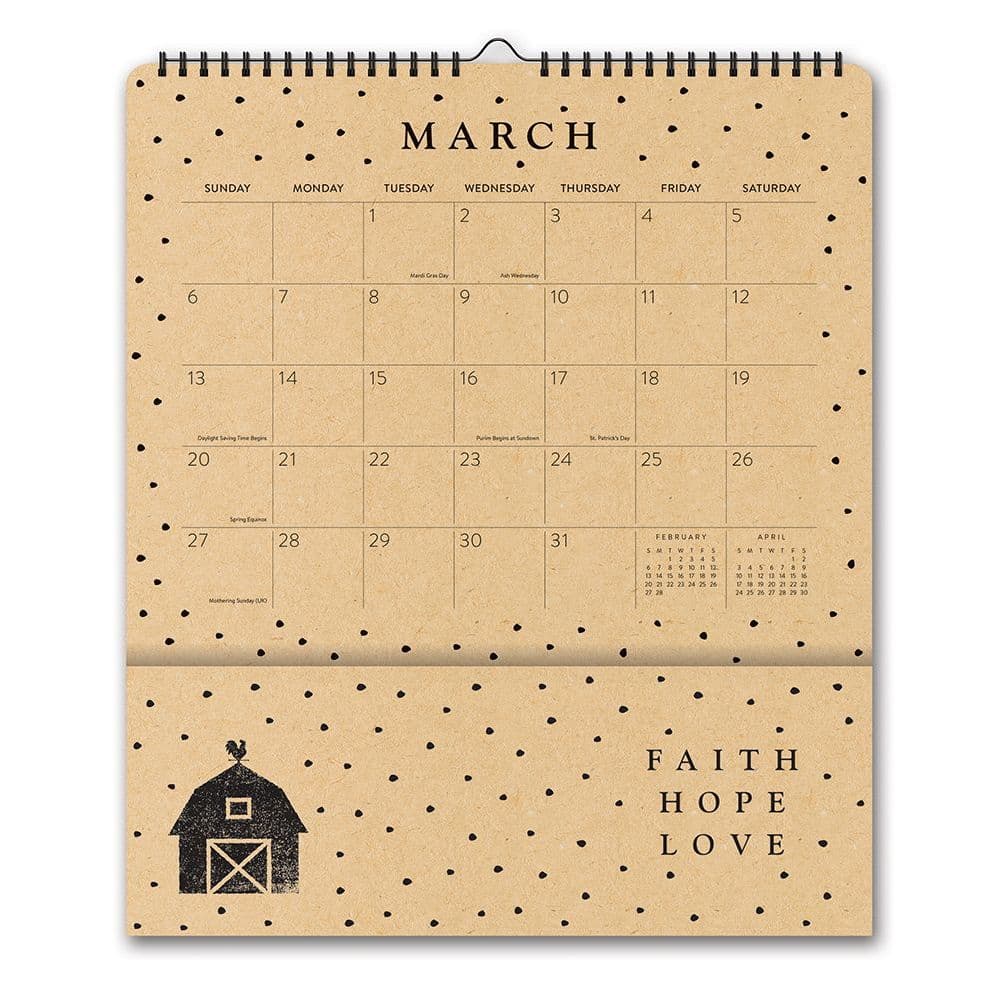 Kraft Farmhouse 2022 Pockets Plus Wall Calendar - Calendars.com