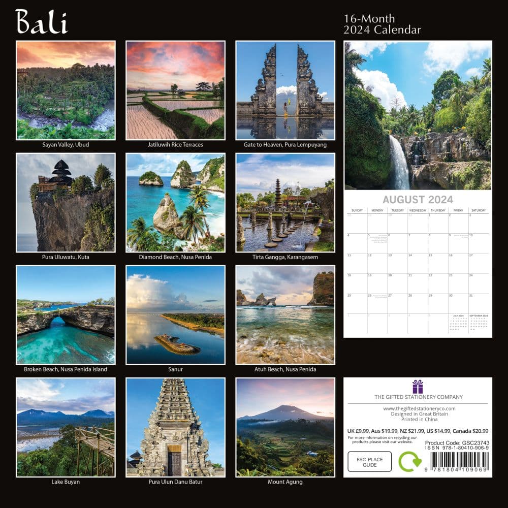 Bali 2025 Wall Calendar