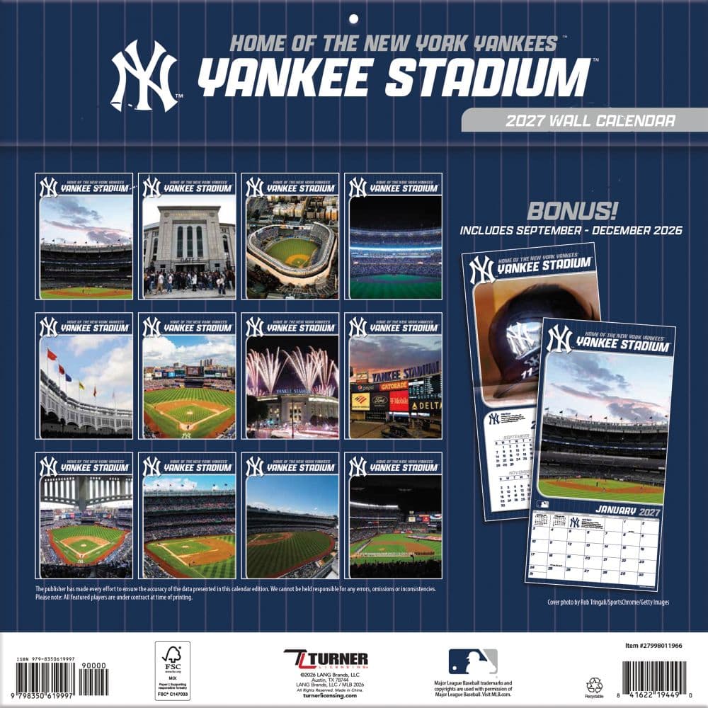 MLB Yankee Stadium 2027 Wall Calendar First Alternate Image