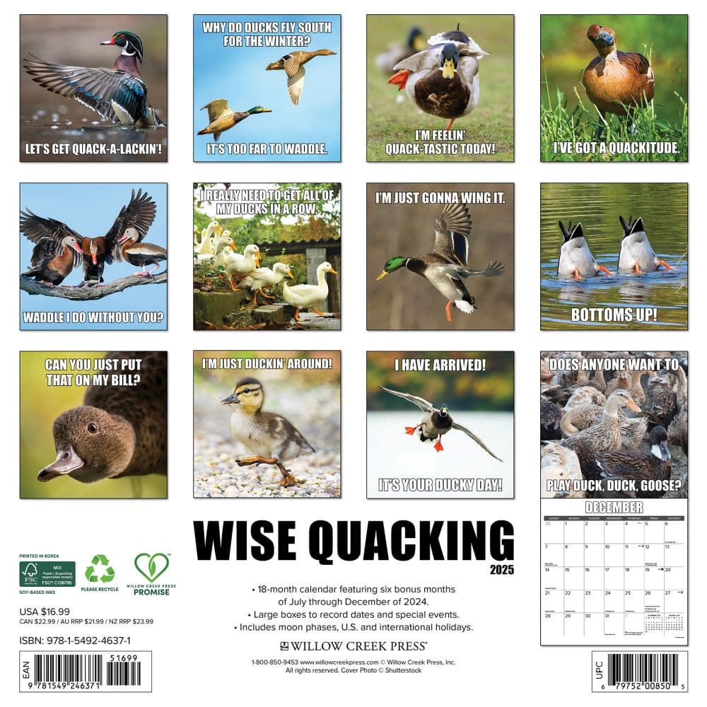 Wise Quacking 2025 Wall Calendar First Alternate Image width="1000" height="1000"