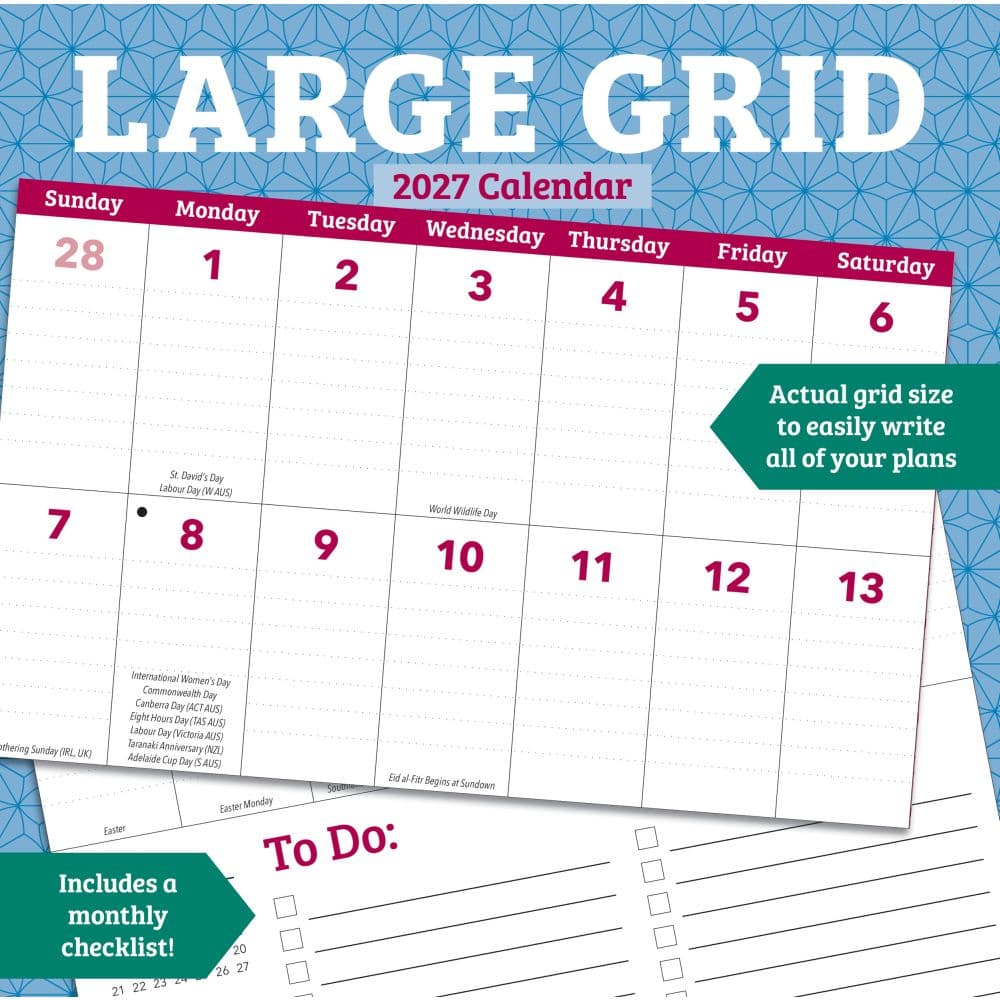 image Large Grid Planner Wall 2027 Wall Calendar Main Image