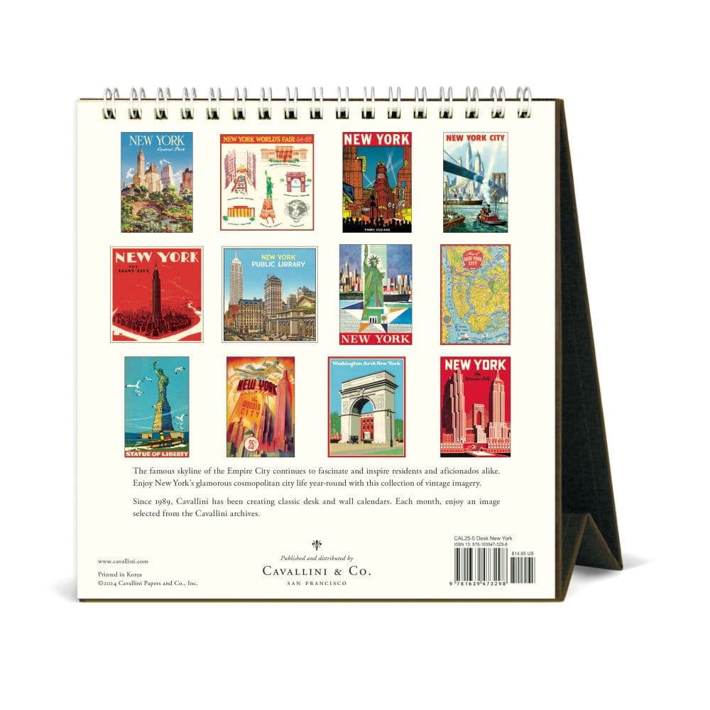 New York Art 2025 Easel Desk Calendar Back Cover Image