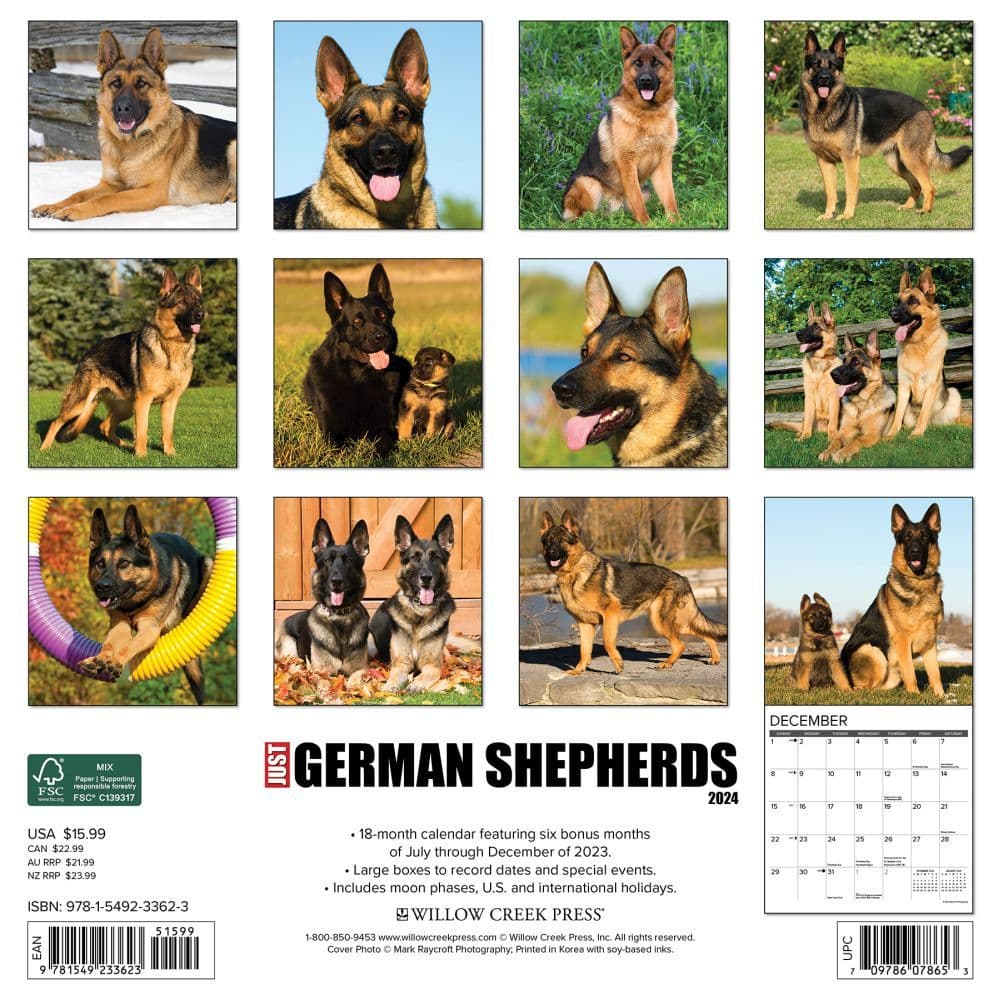 Just German Shepherds 2024 Wall Calendar Alternate Image 1