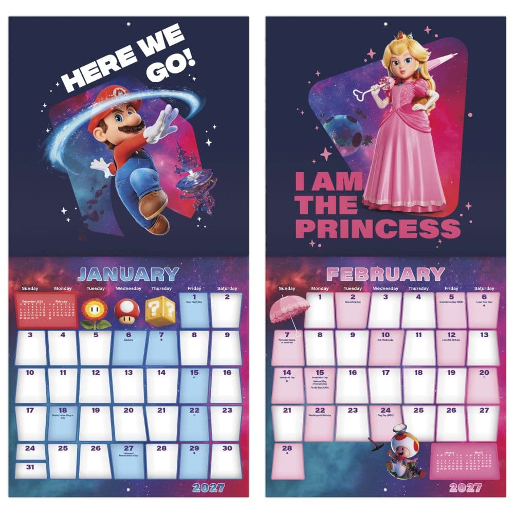 Super Mario Galaxy Movie 2027 Wall Calendar Fifth Alternate Image