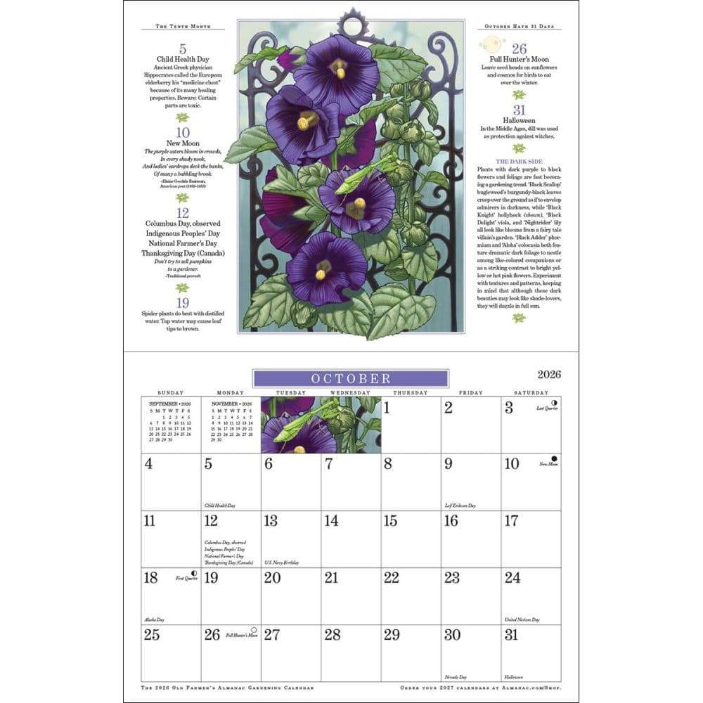 Old Farmers Almanac Gardening 2026 Wall Calendar Third Alternate Image