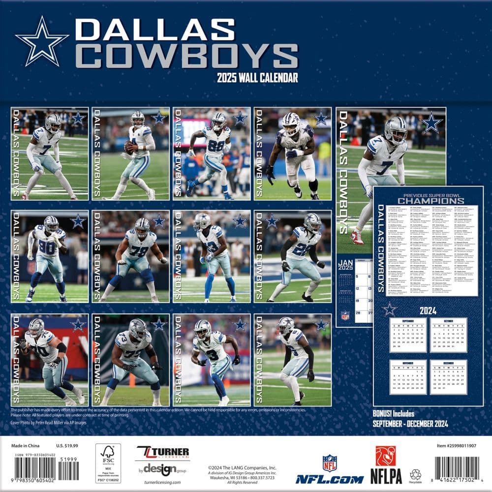 NFL Dallas Cowboys 2025 Wall Calendar First Alternate Image width=&quot;1000&quot; height=&quot;1000&quot;