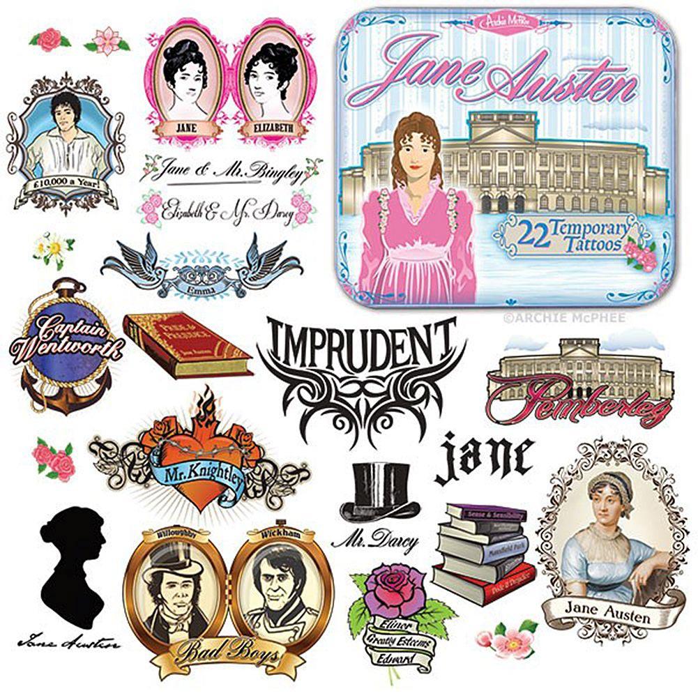 Jane Austen Temporary Tattoos