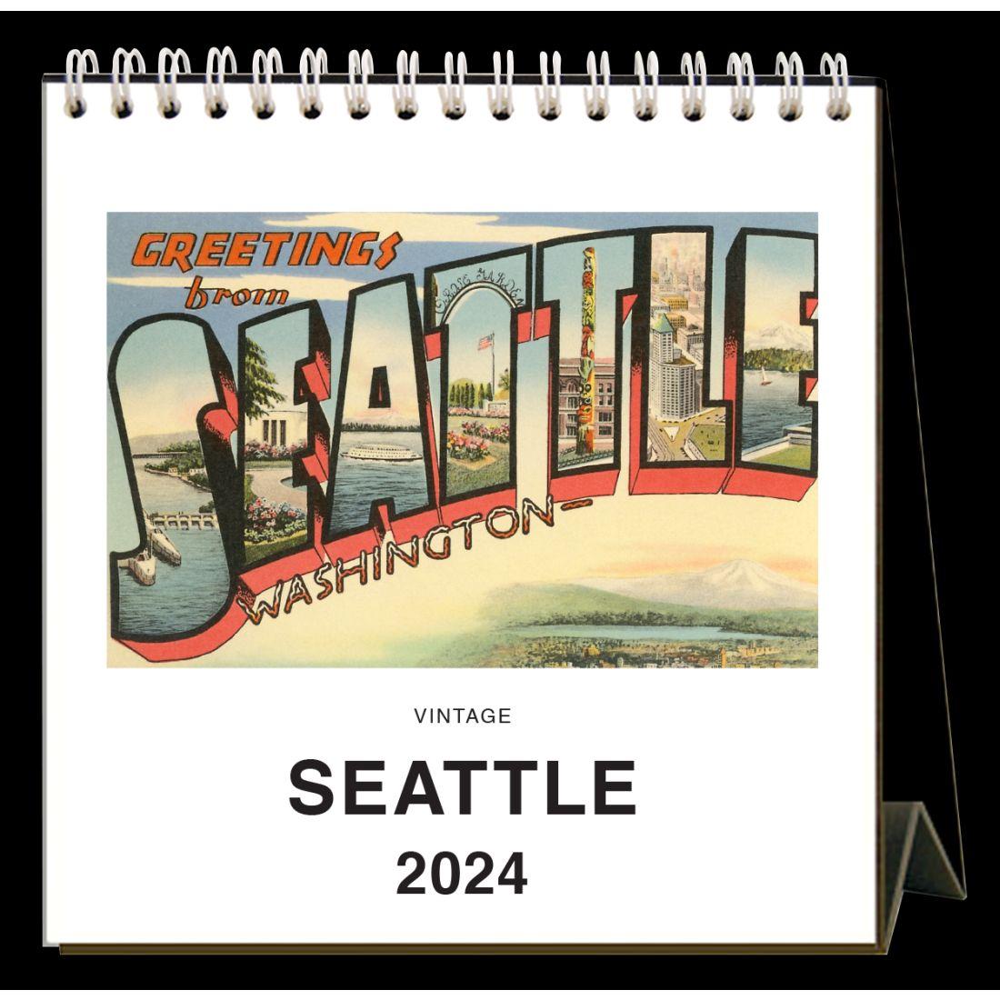 Seattle Nostalgic 2025 Easel Desk Calendar