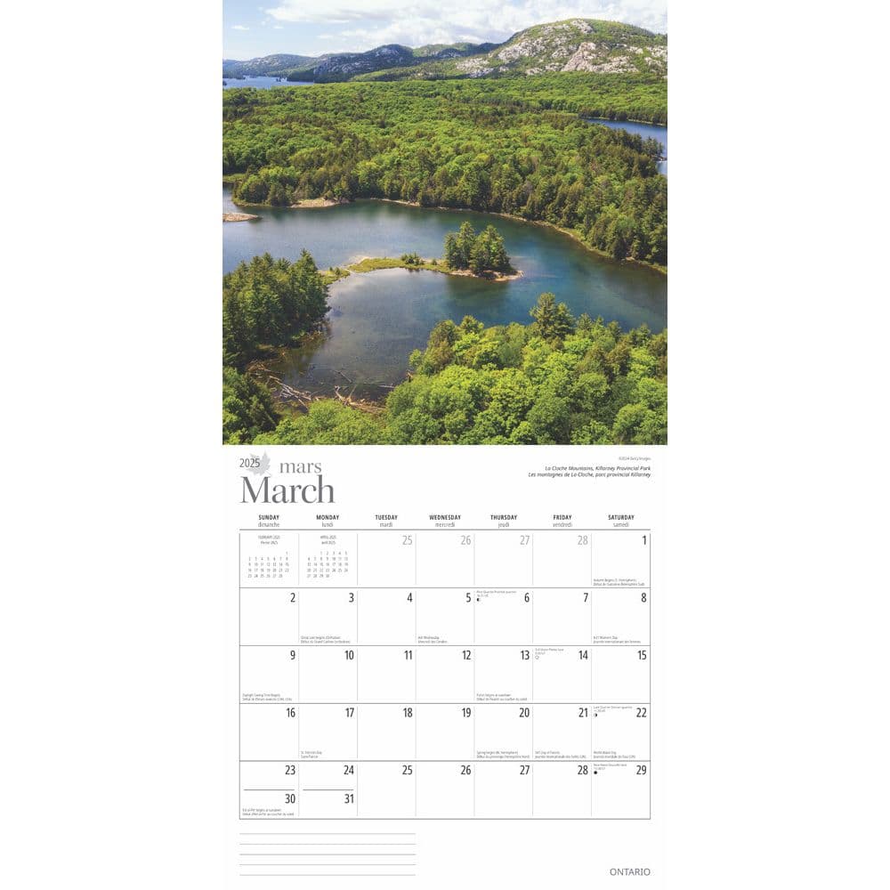 Ontario 2025 Wall Calendar interior