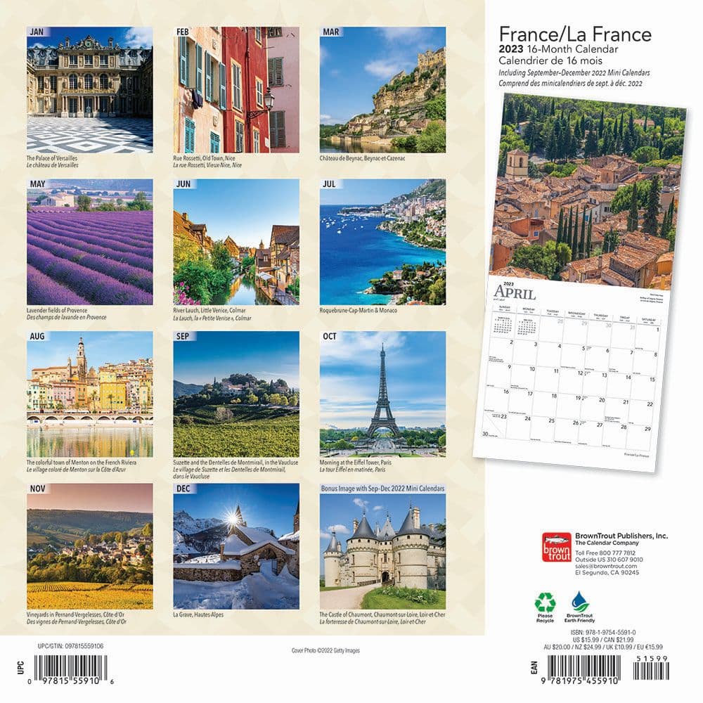 France La France 2023 Wall Calendar - Calendars.com