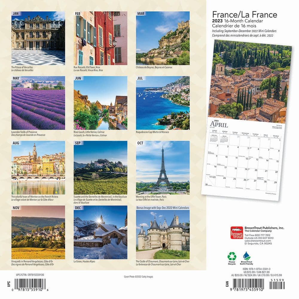 France La France 2023 Wall Calendar - Calendars.com France La France 2023 Wall Calendar - Calendars.com