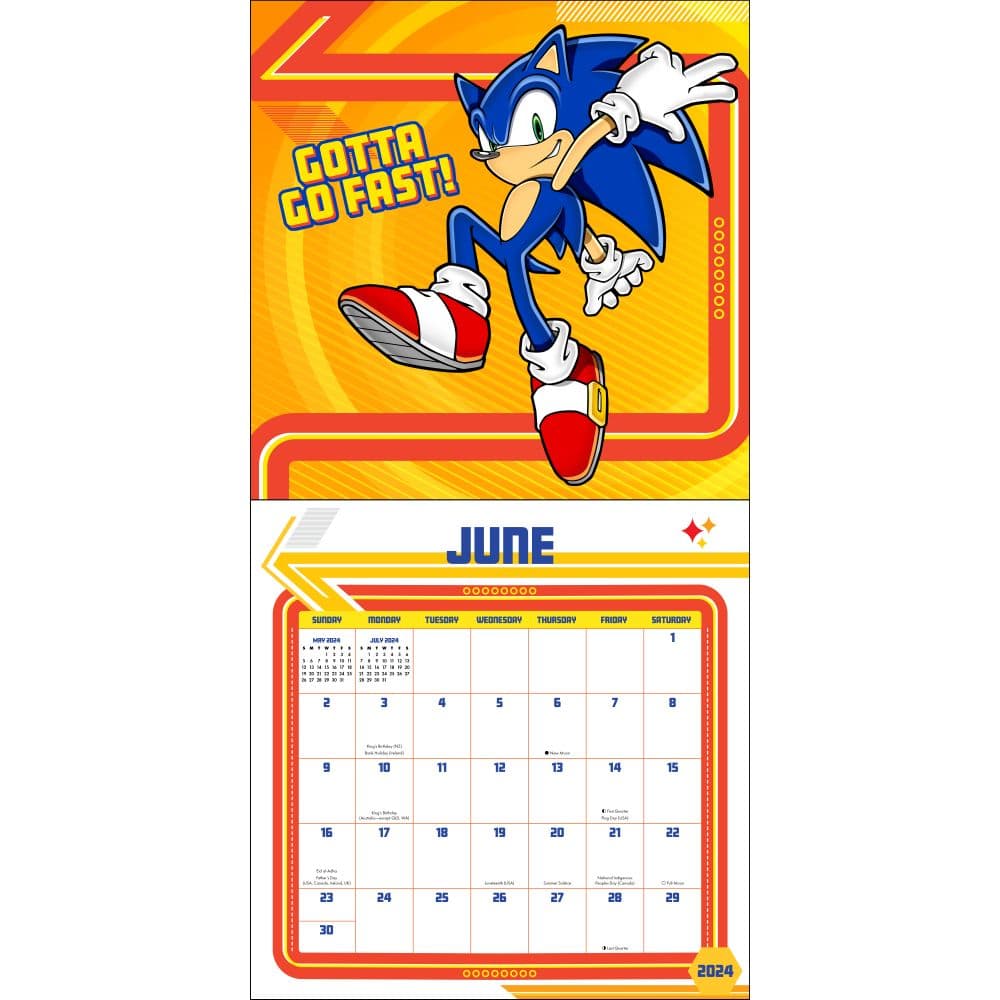 Sonic the Hedgehog 2024 Wall Calendar June