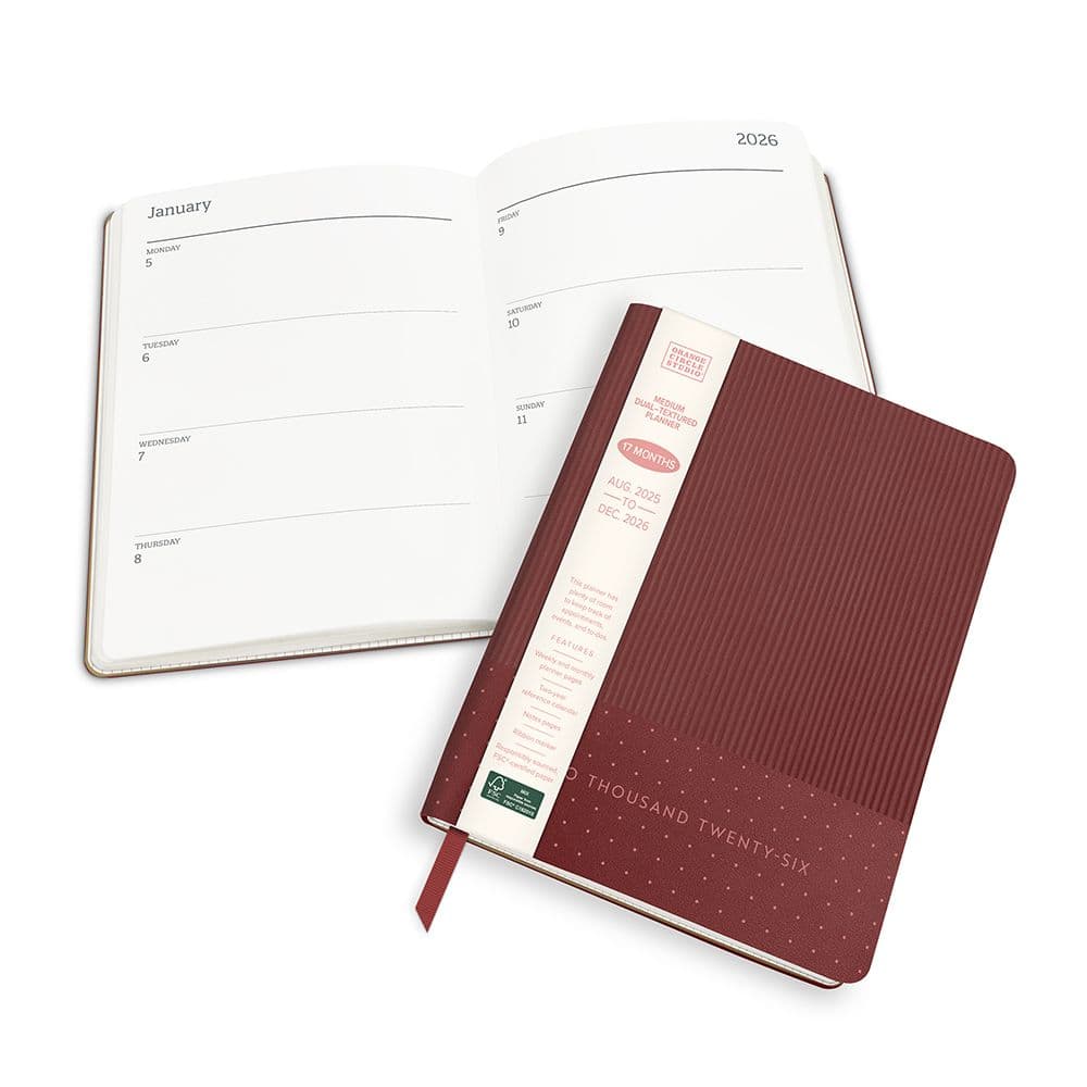 Dots on Burgundy Textured 2026 Planner Sixth Alternate Image