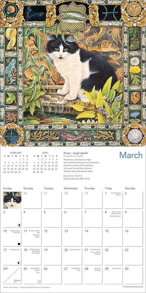 Ivory Cats 2024 Mini Wall Calendar March