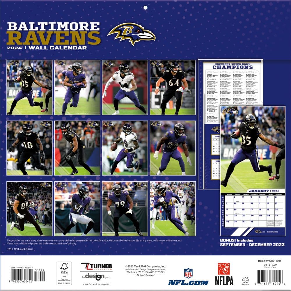 Baltimore Ravens 2024 Wall Calendar