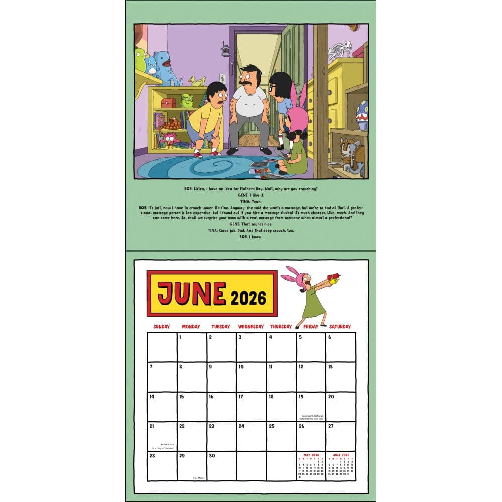 Bobs Burgers 2026 Wall Calendar Third Alternate Image