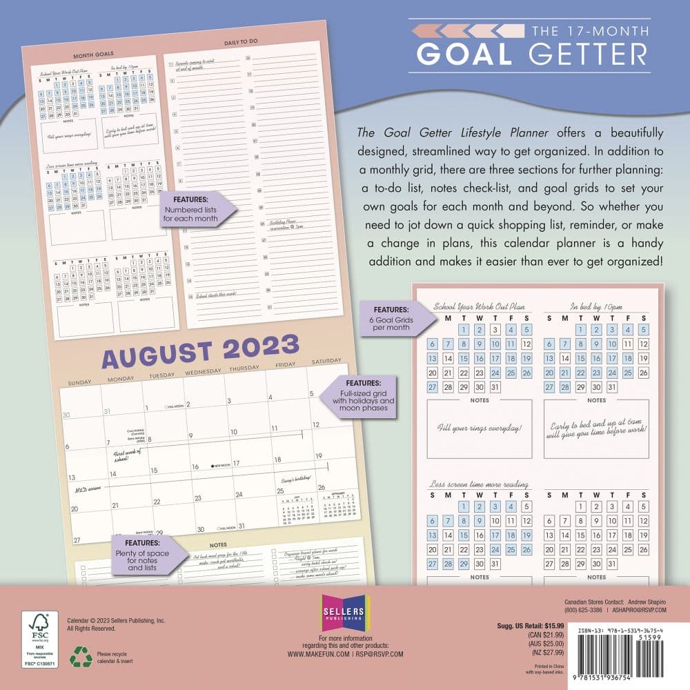 Mighty Mountains Goal Getter 17-Month 2024 Wall Calendar First Alternate Image width=&quot;1000&quot; height=&quot;1000&quot;