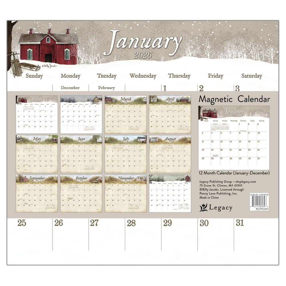 Road Home by Billy Jacobs 2026 Magnetic Calendar First Alternate Image