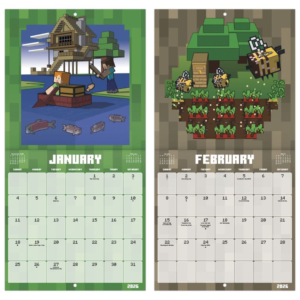 Minecraft 2026 Mini Wall Calendar Fifth Alternate Image