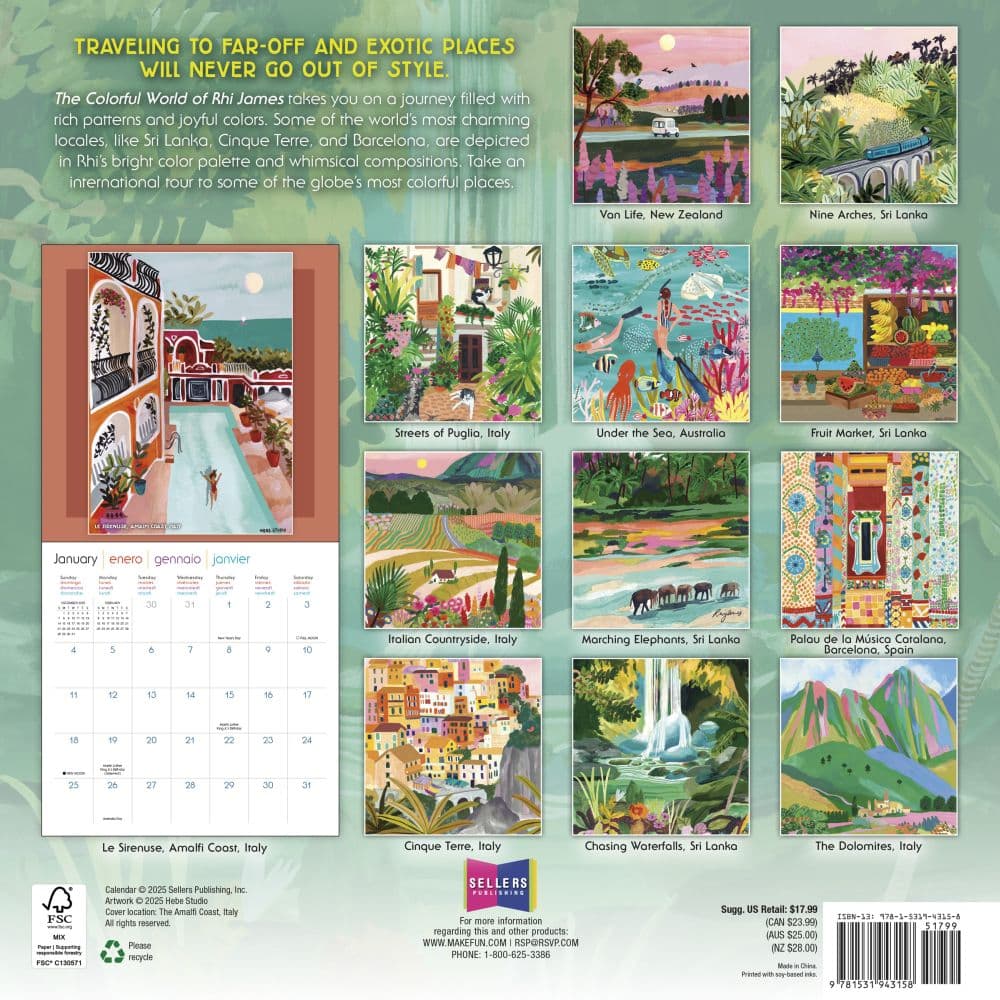 Colorful World Of Rhi James 2026 Wall Calendar First Alternate Image
