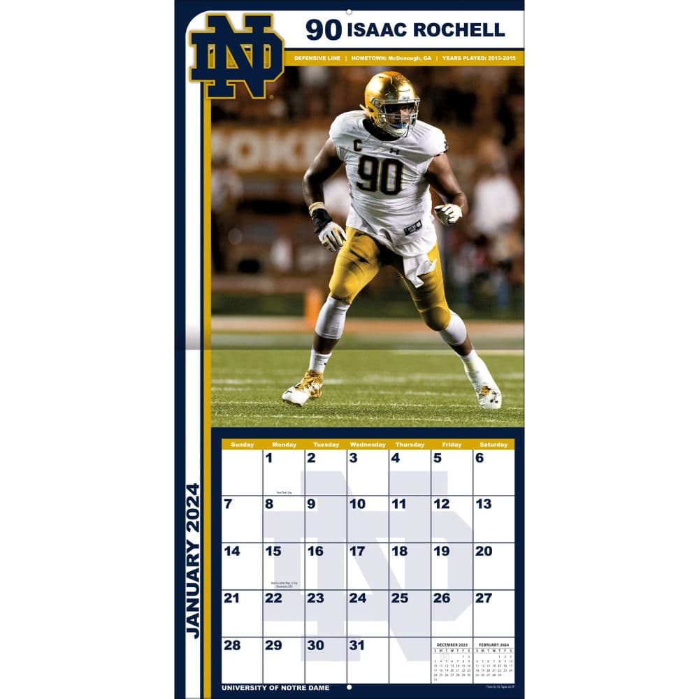 COL Notre Dame Fighting Irish 2024 Wall Calendar Second Alternate Image width=&quot;1000&quot; height=&quot;1000&quot;