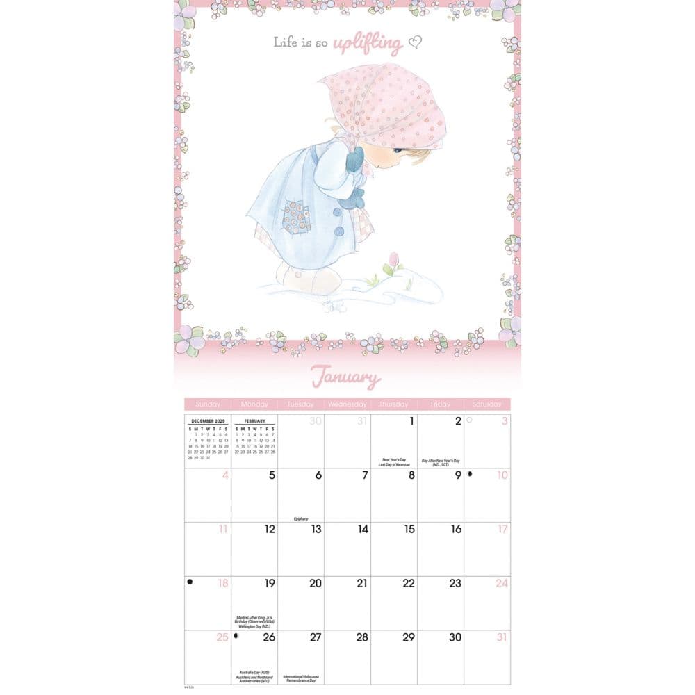 Precious Moments 2026 Mini Wall Calendar, 7'' X 7'', 16-Month Calendar with Stapled Binding