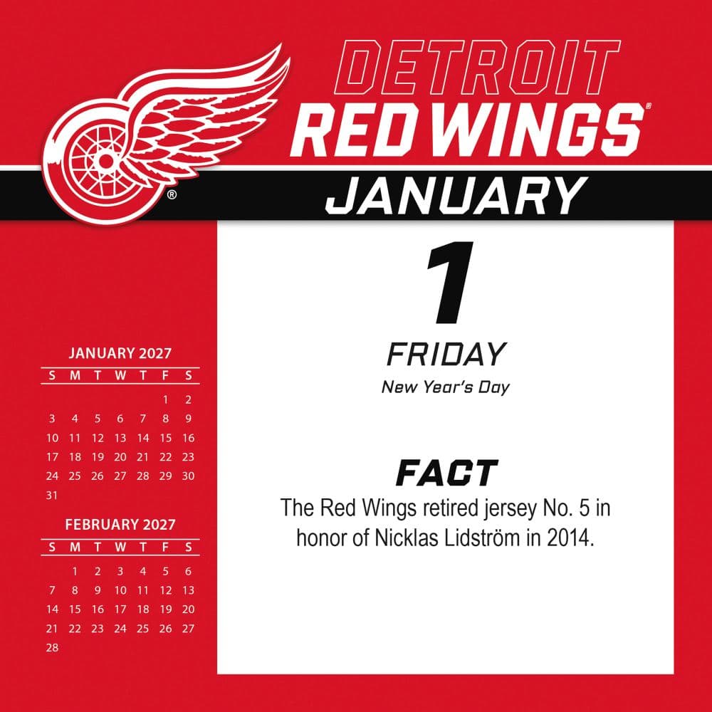 NHL Detroit Red Wings 2027 Desk Calendar Second Alternate Image