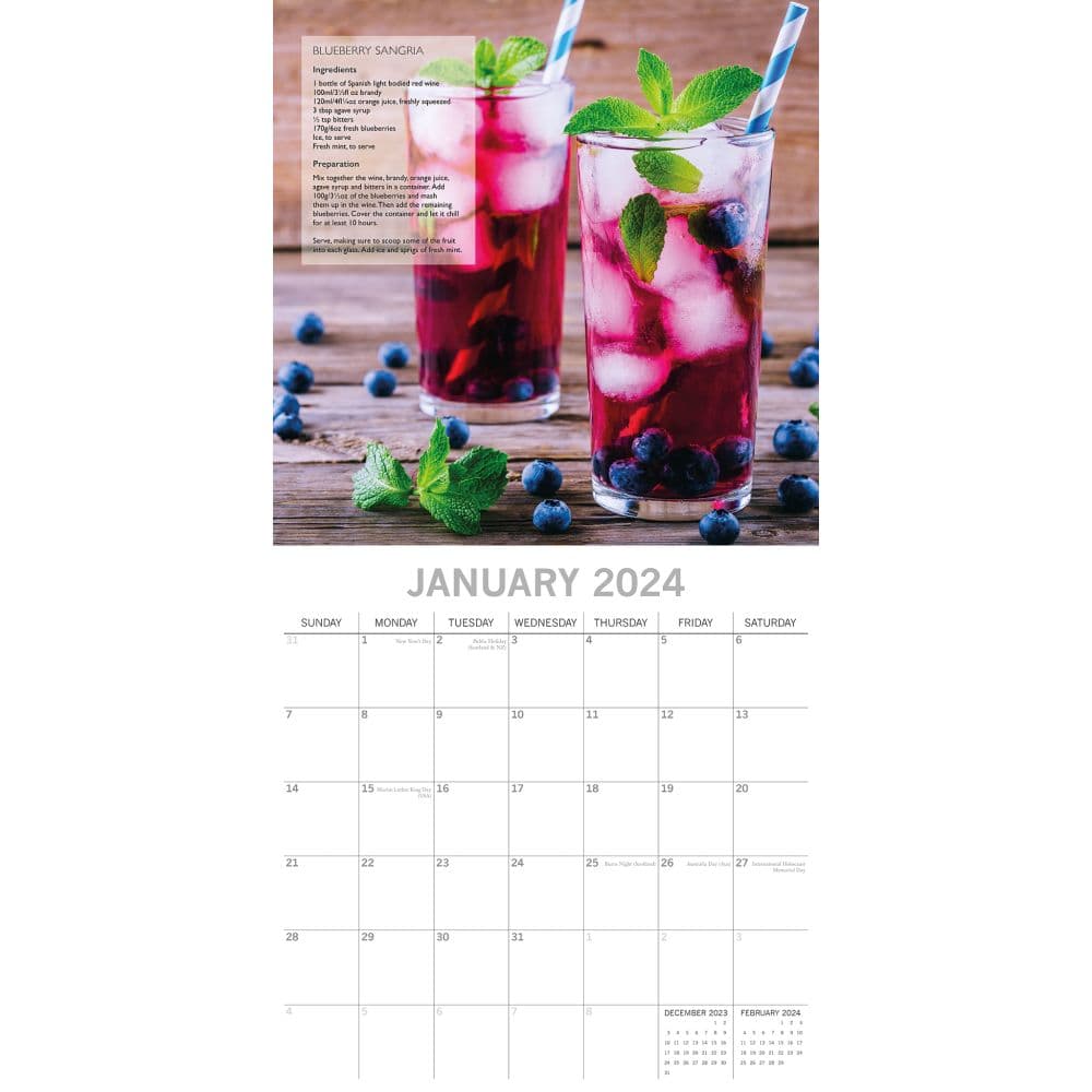 Cocktails 2024 Wall Calendar