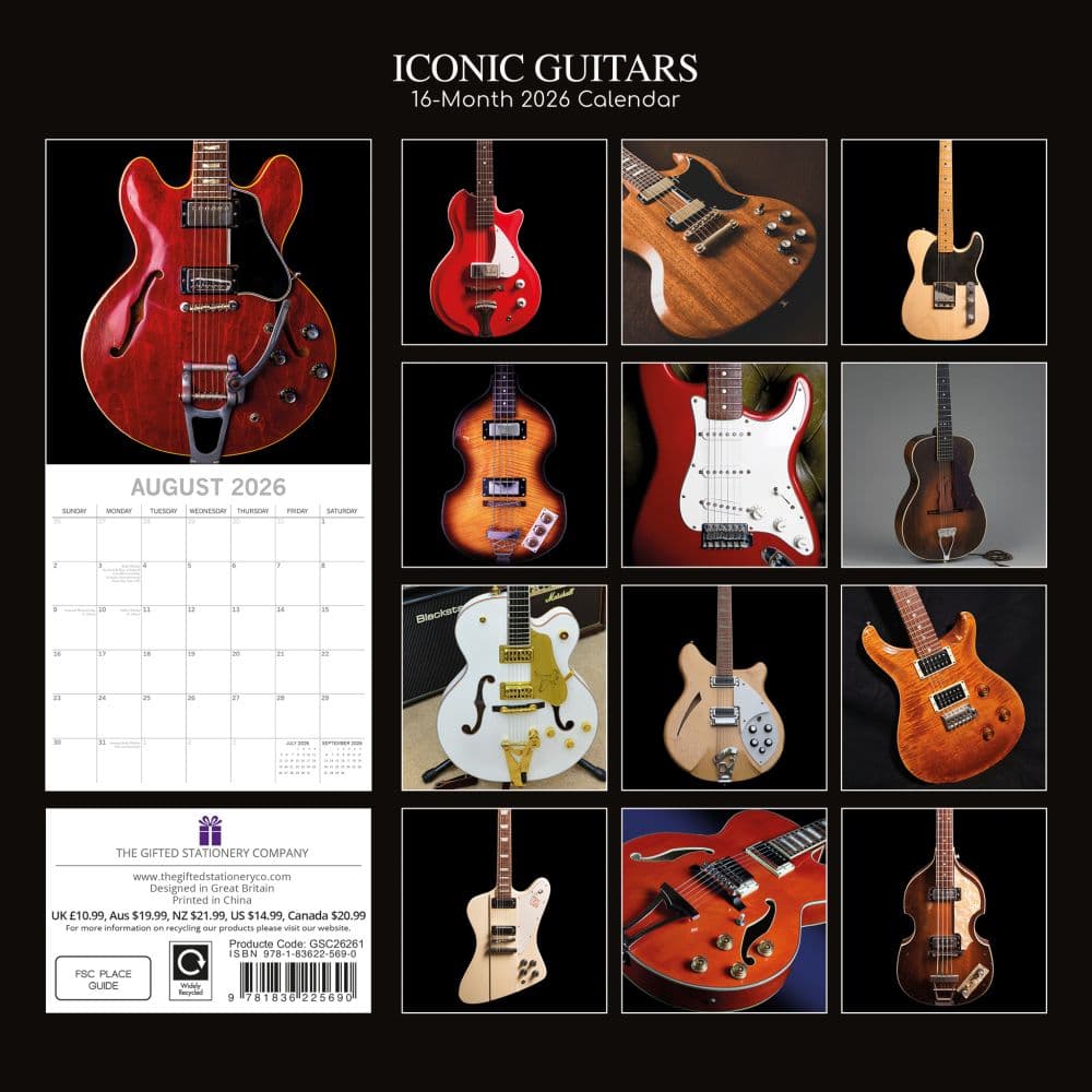 Iconic Guitars 2026 Wall Calendar First Alternate Image