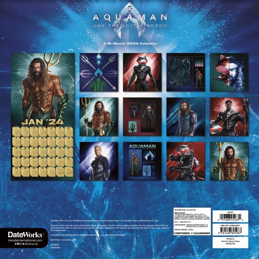 Aquaman and the Lost Kingdom 2024 Wall Calendar First Alternate Image width=&quot;1000&quot; height=&quot;1000&quot;