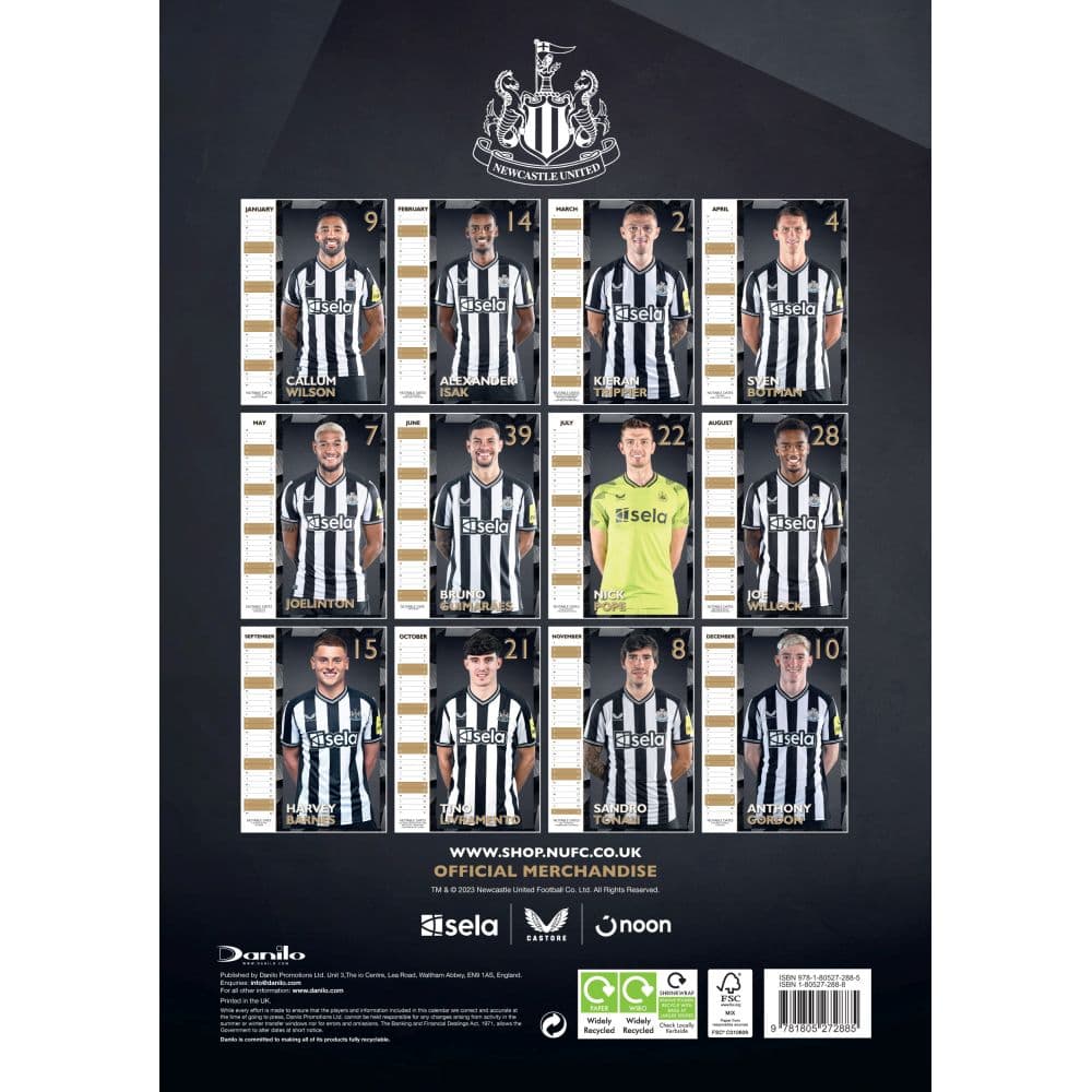 Newcastle United FC Poster 2024 Wall Calendar First Alternate Image width=&quot;1000&quot; height=&quot;1000&quot;