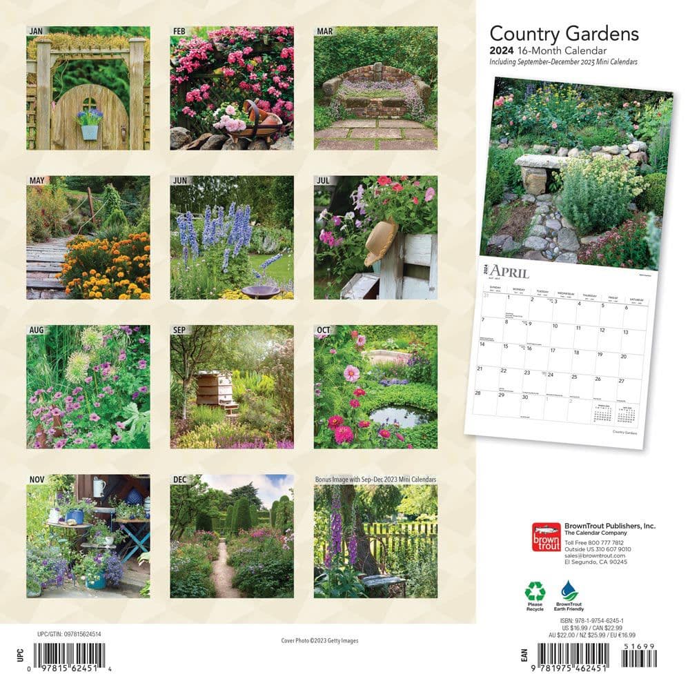 Country Gardens 2025 Wall Calendar