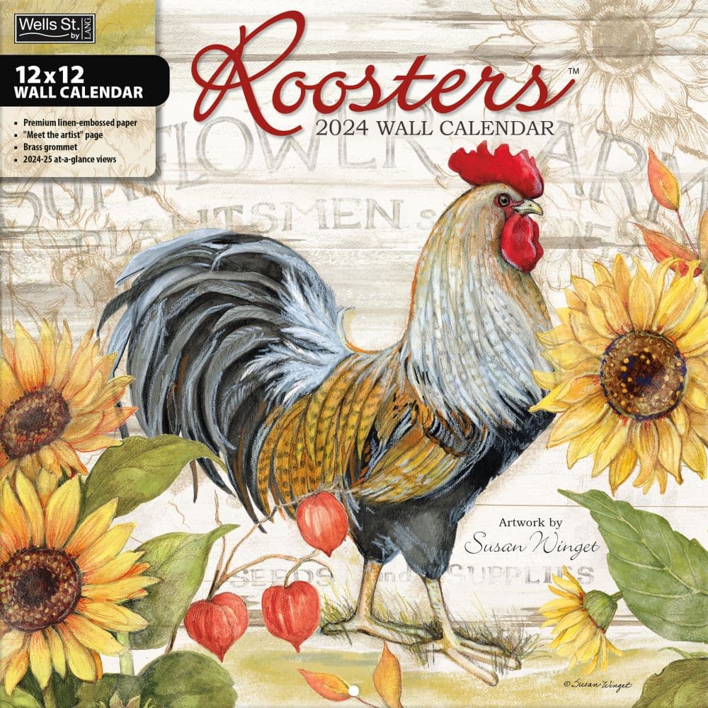 Roosters 2024 Wall Calendar