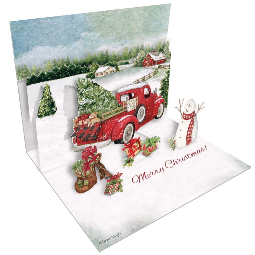 Details about   3 D Pop-Up Christmas Card with Santa on Skates 