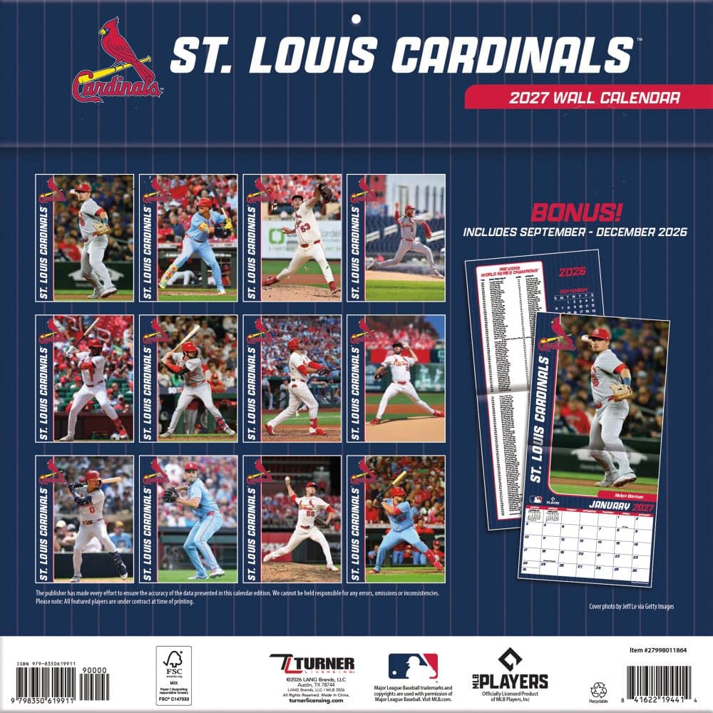 MLB St Louis Cardinals 2027 Wall Calendar First Alternate Image