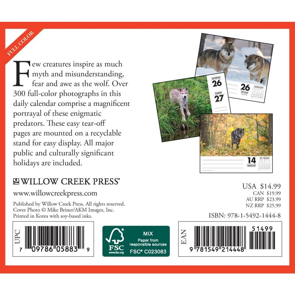 Calendars & Planners Wolves Daily Desktop Spirit of the Wolf 2022 Box ...