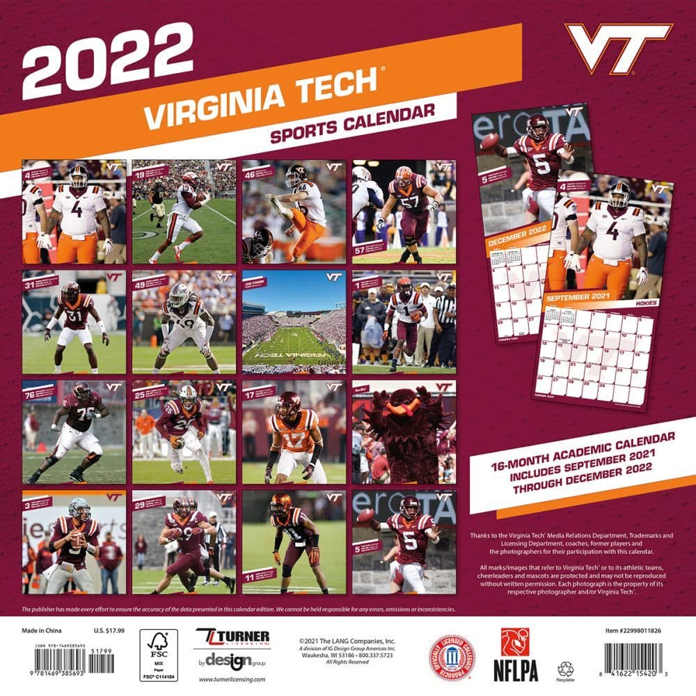 Virginia Tech 2022 Schedule Virginia Tech Hokies 2022 Wall Calendar - Calendars.com