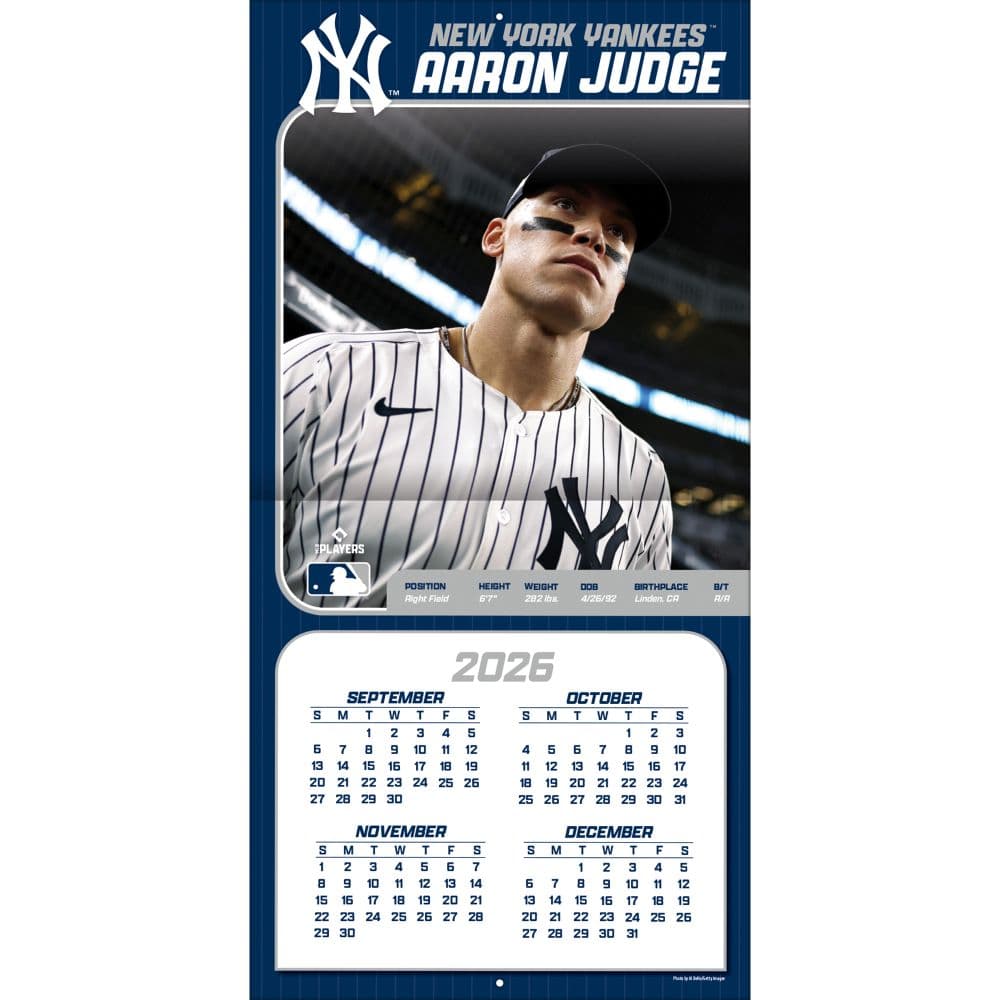MLB New York Yankees Aaron Judge 2027 Wall Calendar Second Alternate Image