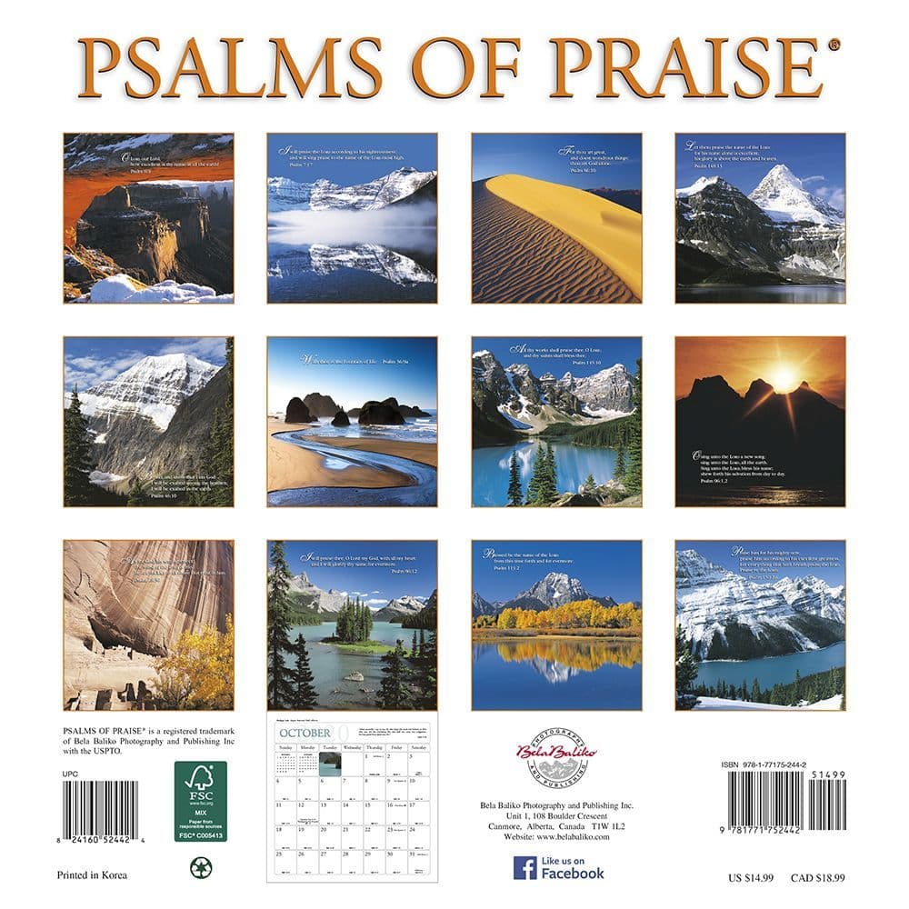 Psalms Of Praise Wall Calendar