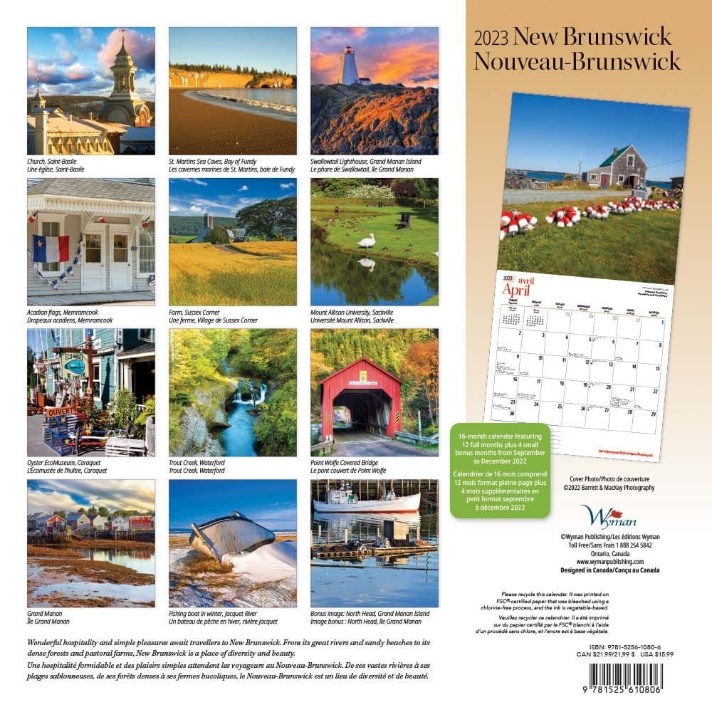 Nouveau Calendrier 2023 New Brunswick 2023 Wall Calendar (French) - Calendars.com