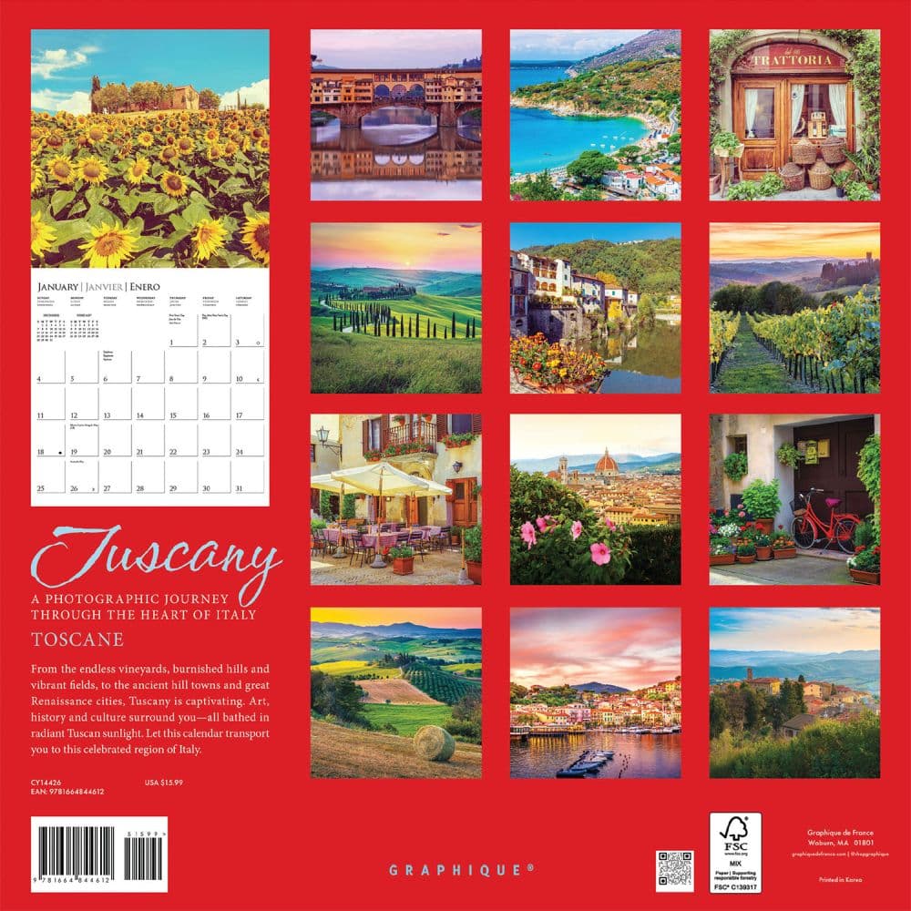 Tuscany 2026 Wall Calendar First Alternate Image