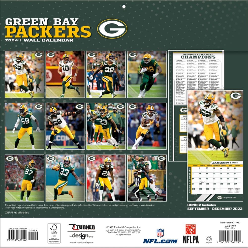 Green Bay Packers 2024 Wall Calendar