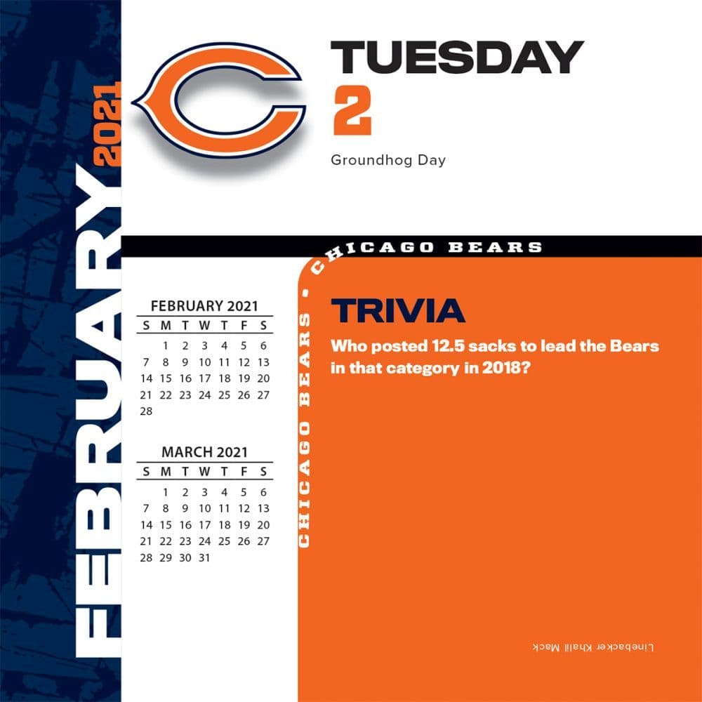 Chicago Bears 2021 Desk Calendar Calendars Com