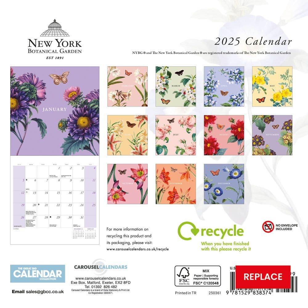 New York Botanical Gardens 2025 Mini Wall Calendar