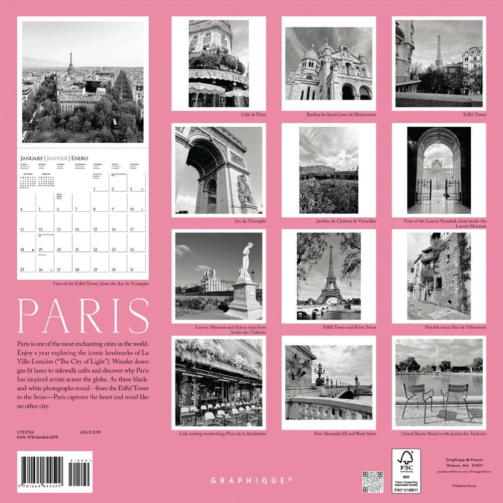 Paris 2026 Wall Calendar First Alternate Image