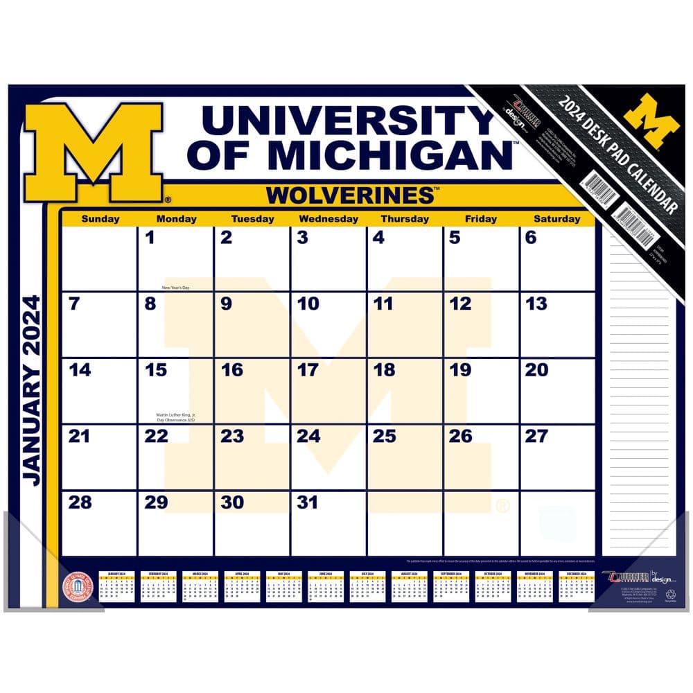 Michigan Wolverines 2024 Desk Pad Main Product Image width=&quot;1000&quot; height=&quot;1000&quot;