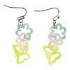 image Butterfly Mushroom Flower Dangle Earrings Silver front