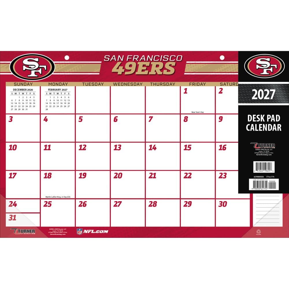 NFL San Francisco 49Ers Small 2027 Desk Pad