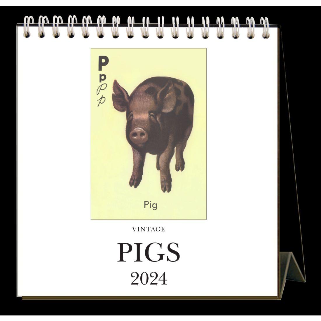 Pigs 2024 Easel Desk Calendar